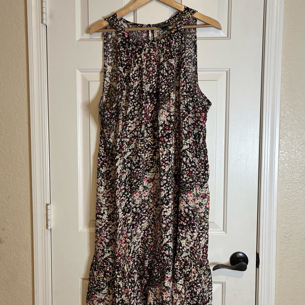 Lane Bryant Black and Pink Floral Midi Dress